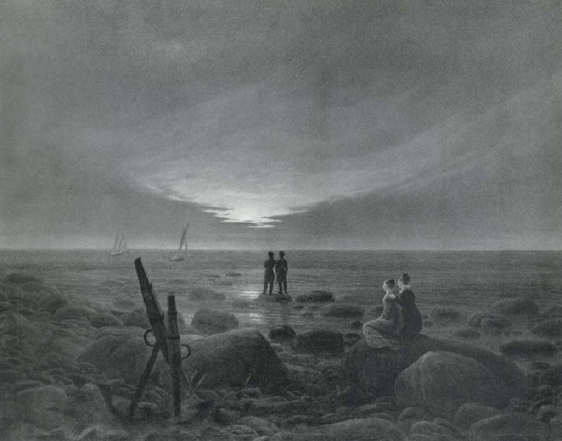 Caspar David Friedrich Moonrise over the sea Germany oil painting art